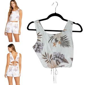 Volcom Coco Ho Tieback Cami Hawaiian Tropical Flower Floral Crop Top Small 4 6